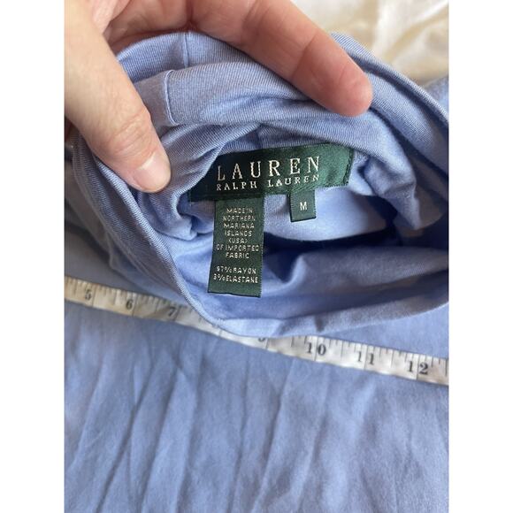 LAUREN RALPH LAUREN Minimalist Blue Turtleneck Classic Monogram M - Picture 5 of 5